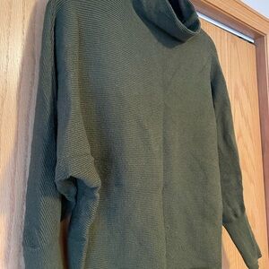 Olive Cowl Neck Ribbed Sweater